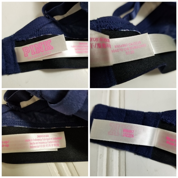 PINK Victoria's Secret Bra Womens Size 36DD Blue Floral Print Push Up Lingerie - Picture 10 of 11